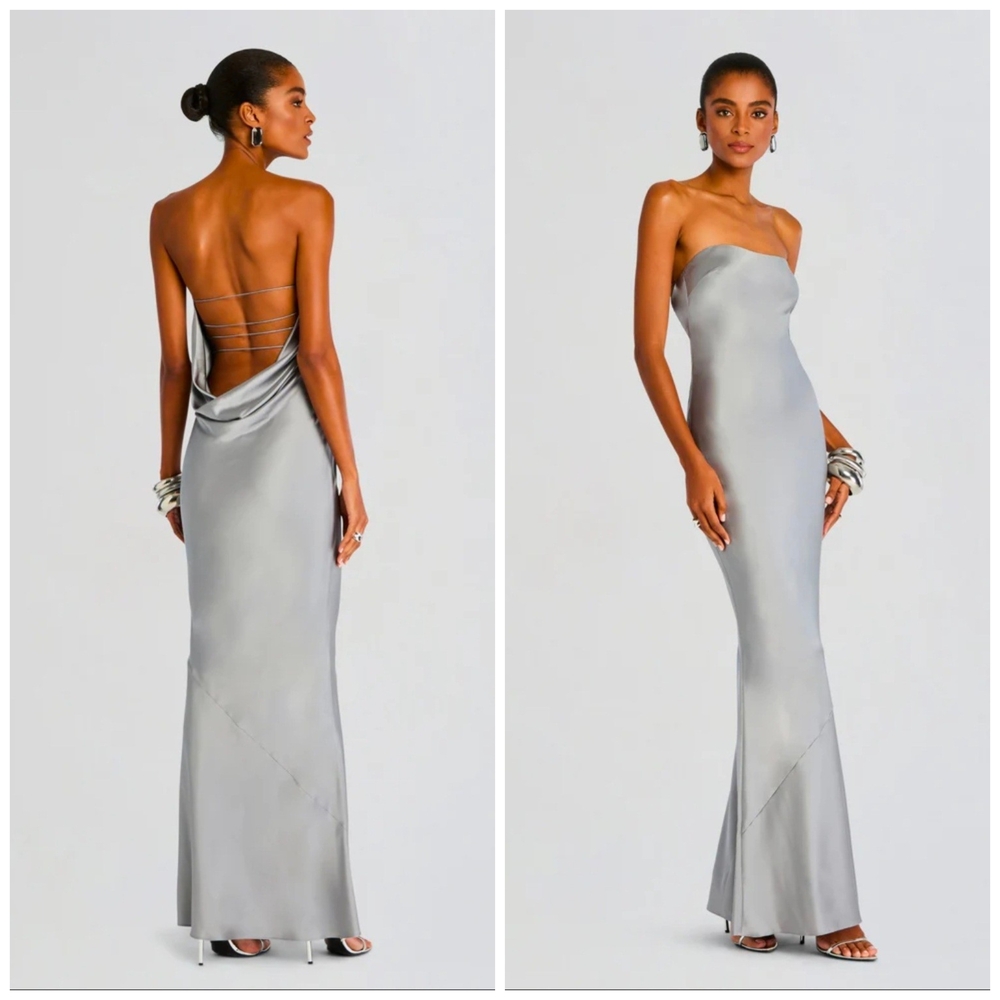 NWT Retrofête Keaton Gown in Slate Grey 💫 Stunning Backless Dress